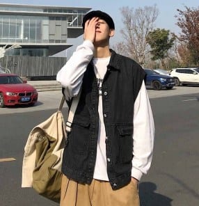 Мужская джинсовая жилетка свободная фото