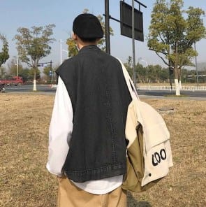 Мужская джинсовая жилетка свободная фото