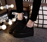 Женские туфли криперы классические замша - на высокой платформе фото