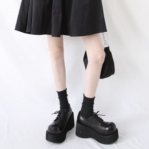 Криперы с потертостями на высокой подошве - ретро туфли на высокой платформе фото