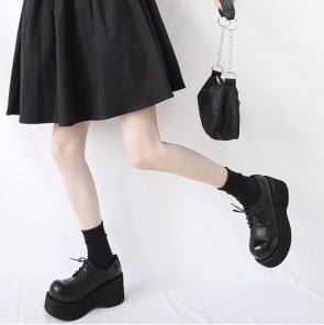 Криперы с потертостями на высокой подошве - ретро туфли на высокой платформе фото