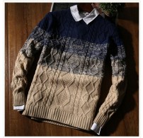 Мужской теплый свитер двухцветный