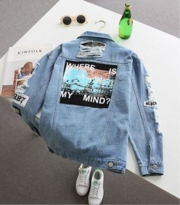 Женская джинсовая рваная куртка Where is my mind фото