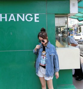 Женская удлиненная джинсовая куртка