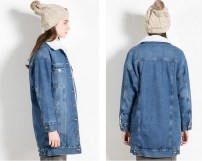 Женская удлиненная теплая джинсовая куртка фото