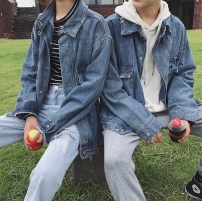 Джинсовая куртка oversize с фото принтом