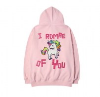 Кофта кенгурушка с пиксельным единорогом и надписями фото