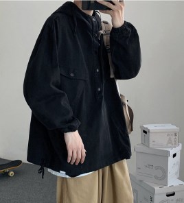 Легкая свободная кофта анорак с большими карманами -мужская фото