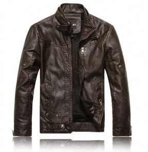 Мужская кожаная куртка с теплой подкладкой