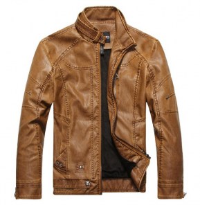 Мужская кожаная куртка с теплой подкладкой фото