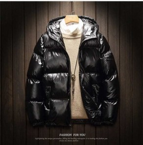 Мужская блестящая мужская куртка дутая фото