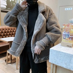 Стильная куртка дубленка мужская с меховыми вставками фото