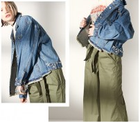 Свободная короткая женская джинсовая куртка фото