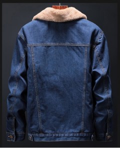 Зимняя джинсовая куртка с пышным теплым мехом - мужская фото