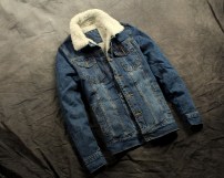 Стильная теплая мужская джинсовая куртка на меху фото