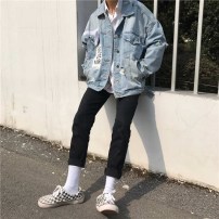 Оверсайз куртка джинсовая с рваными рукавами фото