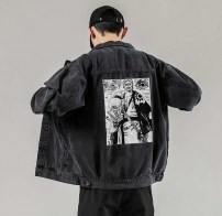 Классическая куртка джинсовая с фото рисунком на спине фото