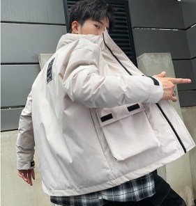 Зимняя куртка мужская однотонная с надписями фото