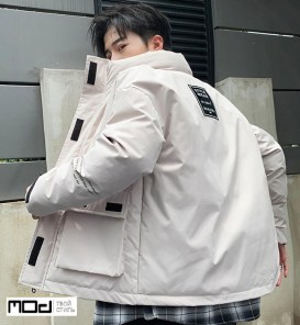 Зимняя куртка мужская однотонная с надписями фото