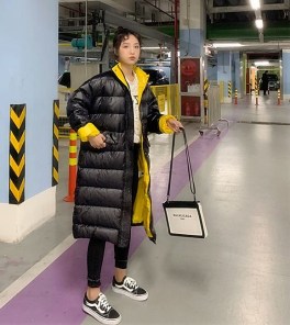 Пуховик стеганный длинный женский