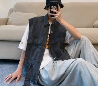 Мужская джинсовая куртка без рукавов фото