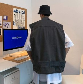 Мужская джинсовая куртка без рукавов фото