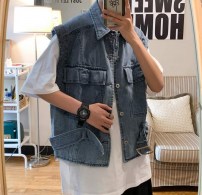 Мужская джинсовая куртка без рукавов фото