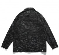 Весенне-осенняя джинсовка черная с надписьями фото