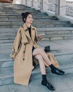 Женский качественный классический длинный тренч - бежевый и черный