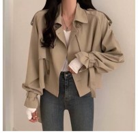 Женское легкое короткое пальто - полу тренч классика бежевое и черное