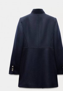 Женское пальто китель с воротником-стойкой фото