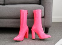 Флуоресцентные ботинки женские - розовые и салатовые фото