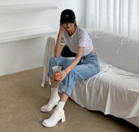 Эластичные ботинки с круглым носом фото