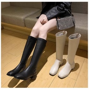 Высокие сапоги трубы с квадратным мысом - носом фото