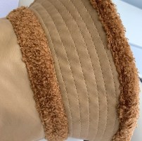 Женская двусторонняя панама кожаная + плюшевая фото