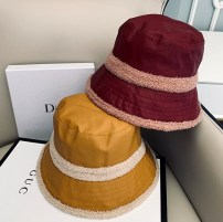 Женская двусторонняя панама кожаная + плюшевая фото