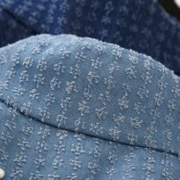 Женская панамка из джинса с жемчугом фото