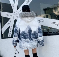 Зимний пуховик для парней и девушек с принтом фото