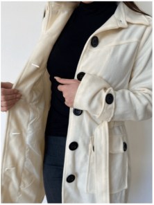 Женские классическое пальто с пуговицами на спине приталенное фото