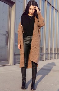 Женское легкое длинное пальто кофта без застежек фото