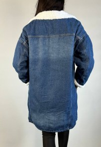 Зимняя джинсовая куртка с мехом женская - свободная и длинная фото