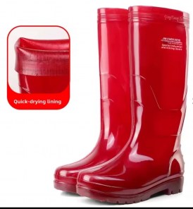 Мужские высокие красные резиновые сапоги