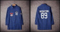 Длинная рубашка в клетку с надписью MEGATON 89