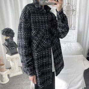 Мужская прошитая рубашка в клетку - теплая фото