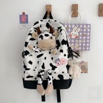 Большой милый женский рюкзак в принт коровки с плюшевой коровой