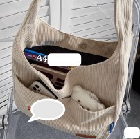 Женская большая сумка шопер на плечо - вельветовая фото