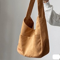 Женская большая сумка шопер на плечо - вельветовая фото