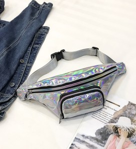 Блестящая переливающаяся сумка бананка на пояс фото