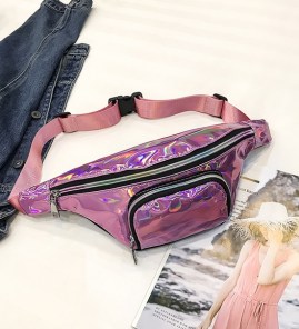 Блестящая переливающаяся сумка бананка на пояс фото