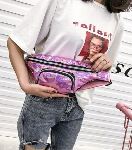 Блестящая переливающаяся сумка бананка на пояс фото